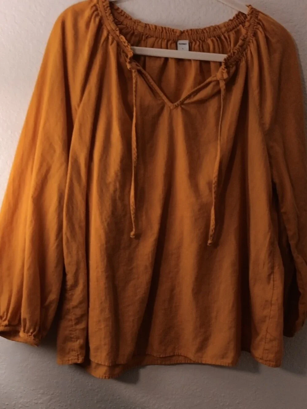 Old Navy Mustard Peasant Blouse with Tie